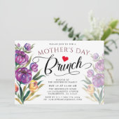 Invitation Élégant floral| Brunch pour la fête des mères (Debout devant)