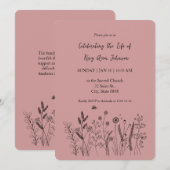 Invitation Elegant Floral "Celebrating the Life" Funeral (Devant / Derrière)