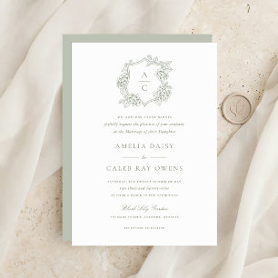 Invitation Élégant floral Couronne de mariage Hydrangea verte