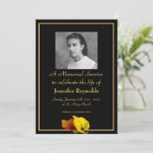 Invitation Elégant Floral Custom Photo Memorial Service (Debout devant)