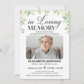 Invitation Élégant floral dans l'amour mémoire funéraire (Devant)