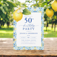Elégant Floral de citron méditerranéen 50e anniver