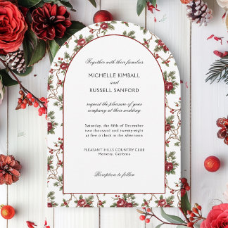 Invitation Élégant floral de Noël hivernal vintage 