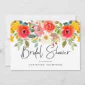 Invitation Élégant floral d'été aquarelle pour la douche de m (Devant)