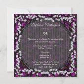 Invitation Élégant Floral & Diamants 95e anniversaire (Dos)