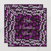 Invitation Elégant Floral & Diamonds 75e anniversaire (Devant / Derrière)