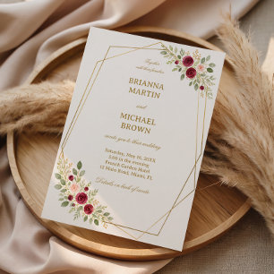 Invitation Élégant floral doré