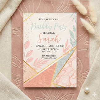 Invitation élégant floral doré sage anniversaire