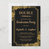 Invitation Élégant Floral double Celebration Graduation Party (Devant)