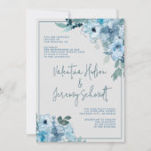 Invitation Élégant Floral Dusty Blue Flowers Mariage (Devant)