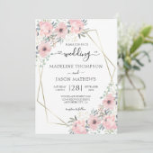 Invitation Elégant floral Dusty Blush rose Mariage I (Debout devant)
