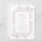 Invitation Élégant floral Dusty Blush Roses Mariage de cadre (Devant)