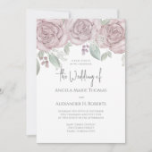 Invitation Elégant floral Dusty Rose classique aquarelle (Devant)