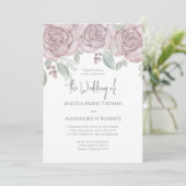 Invitation Elégant floral Dusty Rose classique aquarelle (Debout devant)