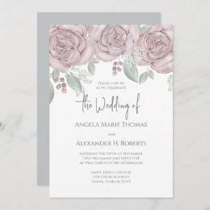 Invitation Elégant floral Dusty Rose classique aquarelle