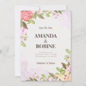 Invitation Élégant Floral Enregistrer La Date (Devant)