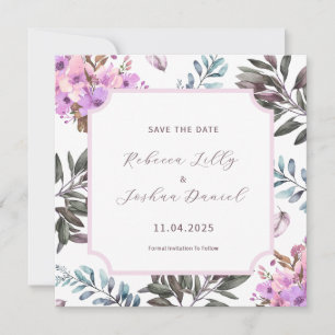 Invitation Élégant Floral Enregistrer La Date Chanson De Salo