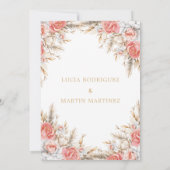 Invitation Élégant floral et feuille espagnol Nuestra Boda (Dos)