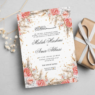 Invitation Élégant Floral et feuille Mariage musulman musulma