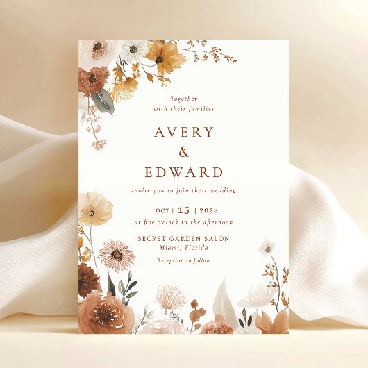 Invitation Elegant Floral Fall Wedding 