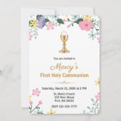 Invitation Elegant Floral First Holy Communion Photo  (Devant)