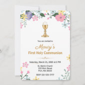 Invitation Elegant Floral First Holy Communion Photo (Devant)