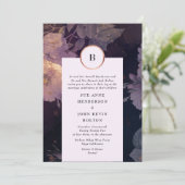 Invitation Elégant floral foncé Boho Imaginaire Rose or (Debout devant)