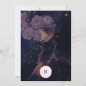 Invitation Elégant floral foncé Boho Imaginaire Rose or (Dos)