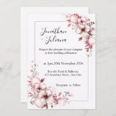 Invitation Elegant Floral Frame with Soft Pink Blossoms (Devant / Derrière)