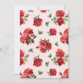 Invitation Élégant Floral Galentine's Dinner Party Red Roses (Dos)