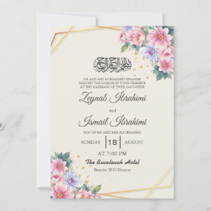 Invitation Elégant Floral Gold Arabe islamique Mariage musulm