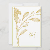 Invitation Élégant Floral Gold Mariage formel (Dos)