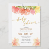 Invitation Elégant Floral Gold Script Aquarelle Verdure (Devant)