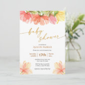 Invitation Elégant Floral Gold Script Aquarelle Verdure (Debout devant)