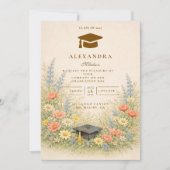 Invitation Elegant Floral Graduation Party Celebration (Devant)