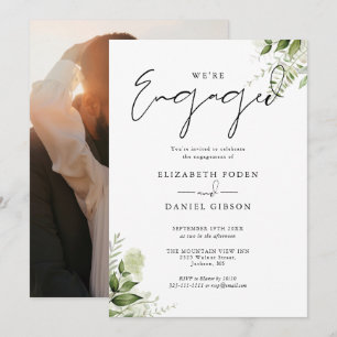 Invitation Elégant Floral Green Photo Party