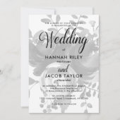 Invitation Élégant floral gris avec Mariage à points (Devant)