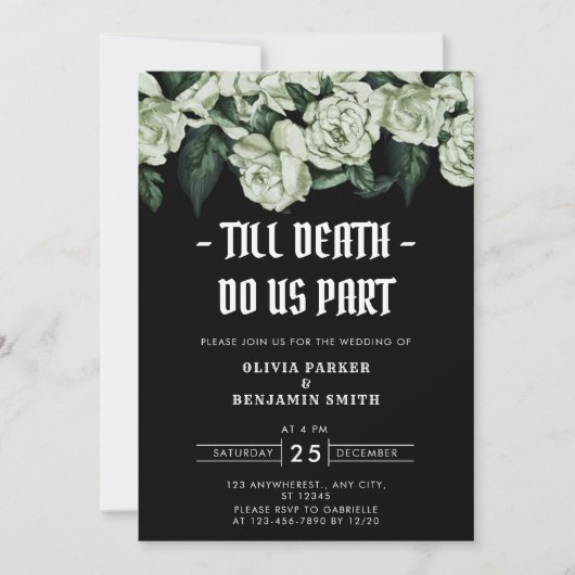 Invitation Élégant Floral Jusqu'à la mort Do Us Part Mariage (Devant)