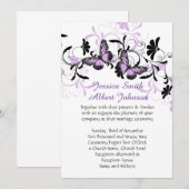 Invitation Elégant Floral Lavender Butterfly Wedding Invitati (Devant / Derrière)
