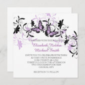 Invitation Elégant Floral Lavender Butterfly Wedding Invitati (Devant / Derrière)