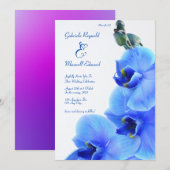 Invitation Élégant Floral Love Blue Orchids Mariage (Devant / Derrière)