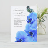 Invitation Élégant Floral Love Blue Orchids Mariage (Debout devant)
