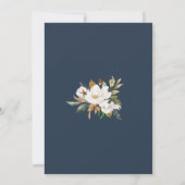 Invitation Élégant Floral Magnolia Fardé Navy Neutre (Dos)
