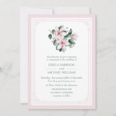 Invitation Élégant Floral Magnolia rose Mariage formel (Devant)