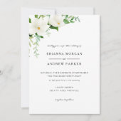 Invitation Elegant Floral Magnolia Wedding Photo QR Code (Devant)