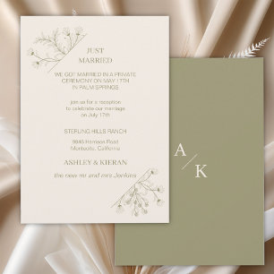 Invitation Élégant Floral Moderne Moss Vert Juste Marié