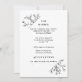 Invitation Élégant Floral moderne noir et blanc juste marié (Devant)