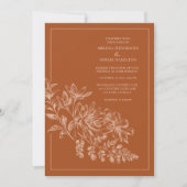 Invitation Élégant Floral Monochromatique Terra Cotta Mariage (Devant)