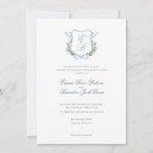 Invitation  Elegant Floral Monogram Crest Formal  Wedding (Devant)