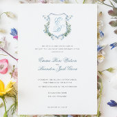 Invitation  Elegant Floral Monogram Crest Formal  Wedding